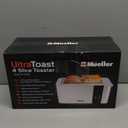 Mueller UltraToast Full Stainless Steel Toaster 4 Slice, Long Extra-Wide Slots for Bagels and Waffles, 6 Browning Levels, LED Display, Cancel/Defrost/Reheat Functions & Removable Tray, Kitchen Gadgets