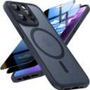 TOCOL Magnetic for iPhone 15 Pro Max Case with 2 Pack Privacy Screen Protector, Upgraded Full Camera Protection, Fit for Magsafe, Non-Slip, Drop Protection, Privacy Black