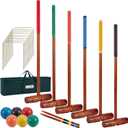 SpexDarxs 35 Deluxe Croquet Set, Six Player Croquette Game with Premium Wooden Mallets, Colored Balls, Wickets, Stakes, Carrying Bag, Outdoor Family Games for Lawn/Backyard/Park