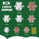 2 x Hommtina 8 PCS Snowflake Decorations, Glitter 3D Snowflake Christmas Decor, Tabletop Centerpiece Winter Wonderland Decorations for Christmas Party (White, Light Rose Gold, Rose Gold)