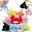 Golray 9Pcs Plush Ocean Stuffed Animals Keychain Under the Sea Party Favor Kids Bulk Toys Cute Fish Shark/Seal/Octopus Goodie Bag Stocking Stuffers Carnival Prize Boy Girl Christmas Birthday Gift