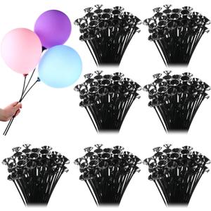 600 Pcs Plastic Balloon Sticks with Cups, Reusable Balloon Holder for Balloon Stand Birthday Christmas Party Wedding Anniversary Decoration (Black)