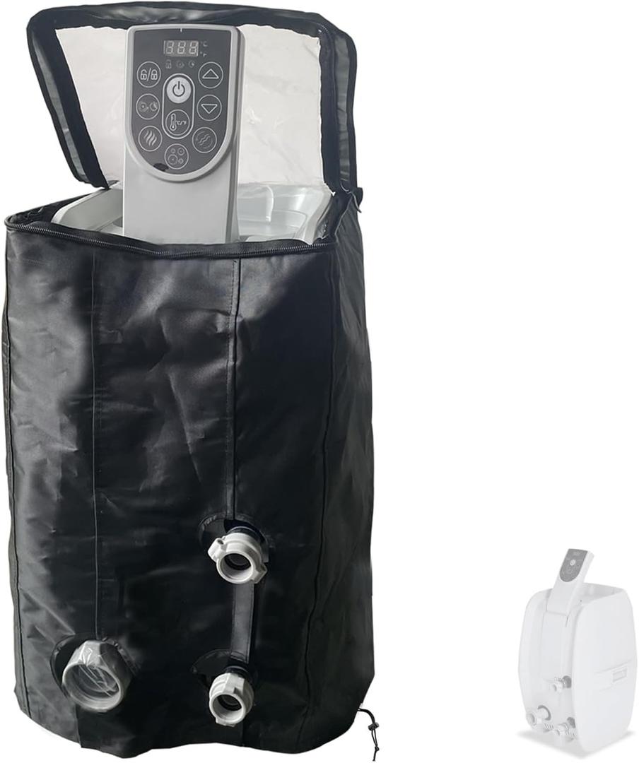 XCZ hot tub Pump Cover, Heavy-Duty Oxford Cloth Waterproof. Suitable for Heating Pumps with Three Connecting Ports. Spa Heater Cover, Transparent top (Black)