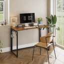 JOYMOOP 40" Rustic Brown Folding Desk No Assembly, Wooden Top, Middle Size, 40" Width