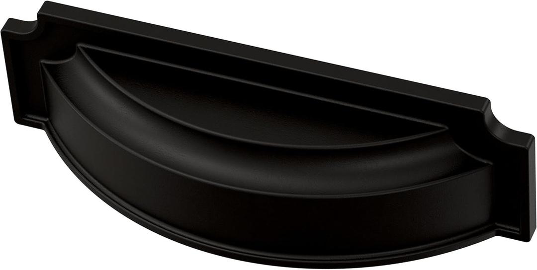 Franklin Brass 10 Pack Matte Black Cabinet Handles 3 inch or 3-3/4 inch (76mm or 96mm) Kitchen Cabinet Handles and Drawer Pulls for Cupboards and Dressers |Notched Backplate