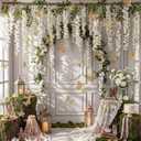 Canlierr 52 Pcs Fairy Birthday Party Decorations Set 4pcs Total 23.6ft Wisteria Artificial Flowers Garland Banner 48pcs 3D Butterfly Hanging Decor for Garland Wedding Home Tea Girl Party(White)