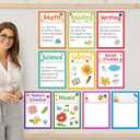 Yexiya 10 Pcs Magnetic Write Wipe Paper Organization Chart 11 x 15" Dry Erase Objective Learning Classroom Objectives Board Magnets for Whiteboard Teaching Accessories Subject Homework Goals Targets