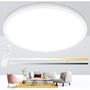 24'' Large Flush Mount Ceiling Light Fixture Dimmable with Remote Control
56W 5600Lm, Ultra Thin, Modern, Round, White Led Ceiling Lamp for Kitchen Dining Room Bedroom Living Room Home Office