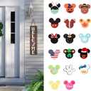 15.7'' Cute Mouse Seasonal Interchangeable Home Sign for Front Porch,18pcs Interchangeable Hanging Vertical Welcome Door Sign for Farmhouse/Wall/Porch Decor and Housewarming Gift