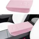 Center Console Leather Armrest Cover Designed for Tesla Model 3 Highland 2024-2027/Model Y Juniper 2025-2027 Refresh,Center Console Accessories for Model 3/Y Interior Accessories 2026 Pink