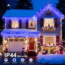 XURISEN 66ft Christmas Lights Decorations Outdoor, 640 LED 8 Modes Curtain Fairy Lights with 120 Drops,Plug in Waterproof Timer Memory Function for Christmas Holiday Wedding Party Decor(Blue)