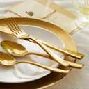 HIKAA Forged Silverware Set Stainless Steel Flatware Set,Service for 8,Matte Satin Polished Cutlery Set,Dishwasher Safe (Gold, 40PCS)