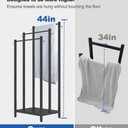 44 Inch Tall Free Standing Towel Rack with Metal Storage Shelf & 6 Hooks for Bathroom, 3 Tiers Heavy Duty Blanket Drying Stand Holder for Outdoor Pool, Bedroom, Living Room, Black