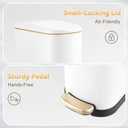 ELPHECO Bathroom Trash Can with Lid Soft Close, 3.5 Gallon / 13.5 Litre Stainless Steel Pedel Garbage Can with Removable Inner Bucket, Wastebasket for Bathroom, Office, Bedroom, Matte White