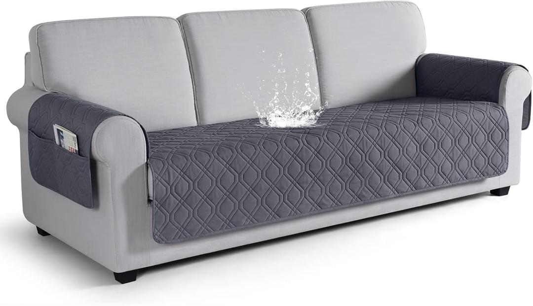 VANSOFY Couch Cover, Waterproof Sofa Covers Washable Slipcover Furniture Protector Couch Seat Covers Non-Slip Couch Cover for Dogs, Pets(Sofa Plus, Dark Gray)