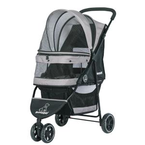 ROODO Escort 3 Wheel Dog Cat Pet Stroller for Small/Medium Dogs Cats Best Lightweight Foldable Portable Compact Jogger All Terrain Travel Pet Gear System Puppy Doggie Bunny Kitty Stroller(Grey) (33x37 Inch (Pack of 1)