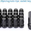 M12x1.25 Black 6 Spline Lug Nuts - Anti-Theft, 1.38" Long, Set of 20 - Acorn Aftermarket Wheel Lug Nuts