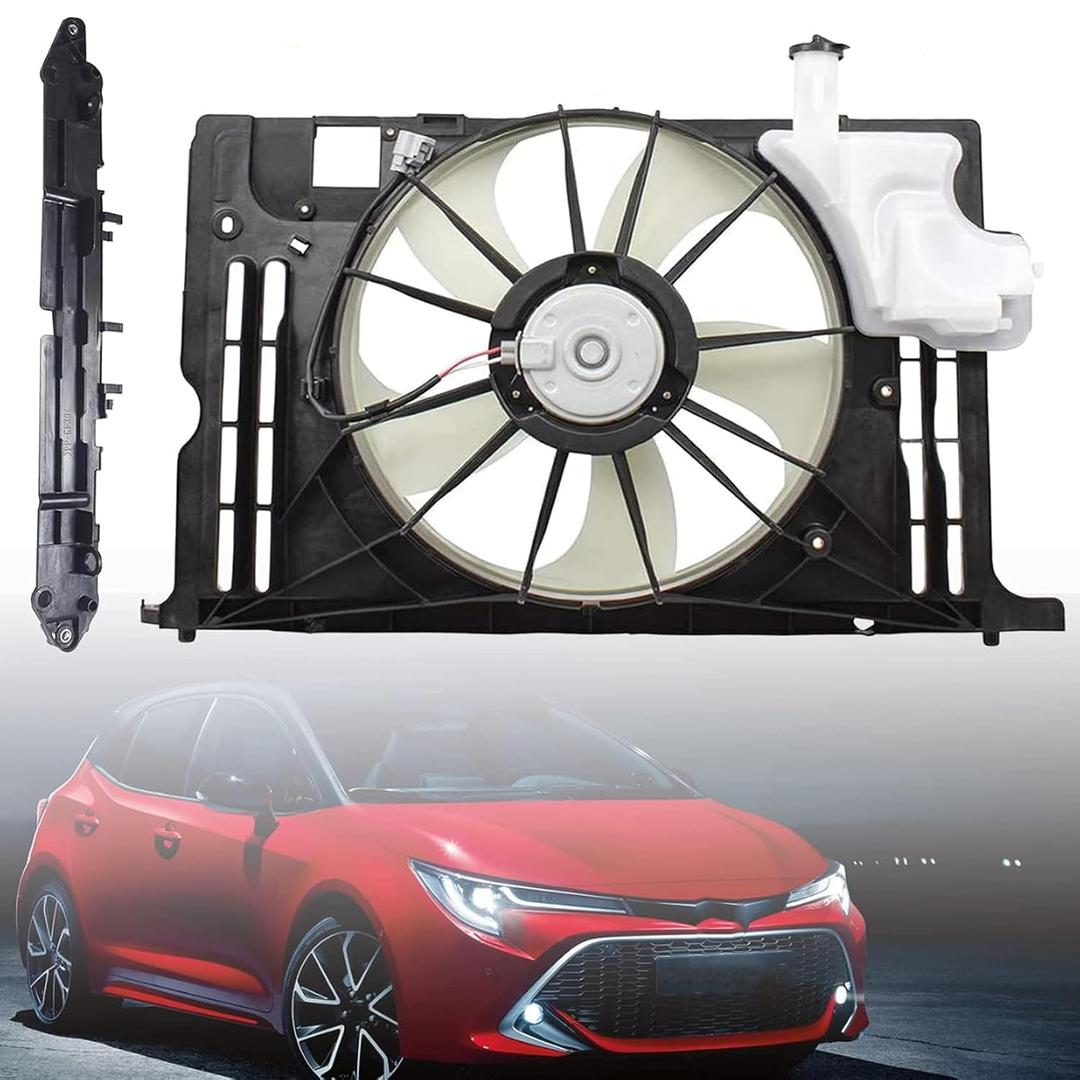 Radiator Cooling Fan Replacement for Corolla 2014-2019 Replacement for TO3115181 163630T020 163610T041 1647123030 12V Black