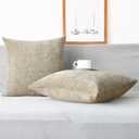 CaliTime Throw Pillow Covers Pack of 2 Soft Water Waves Texture Solid Dyed Chenille Cushion Cases for Couch Sofa Home Decoration 18 X 18 Inches Taupe