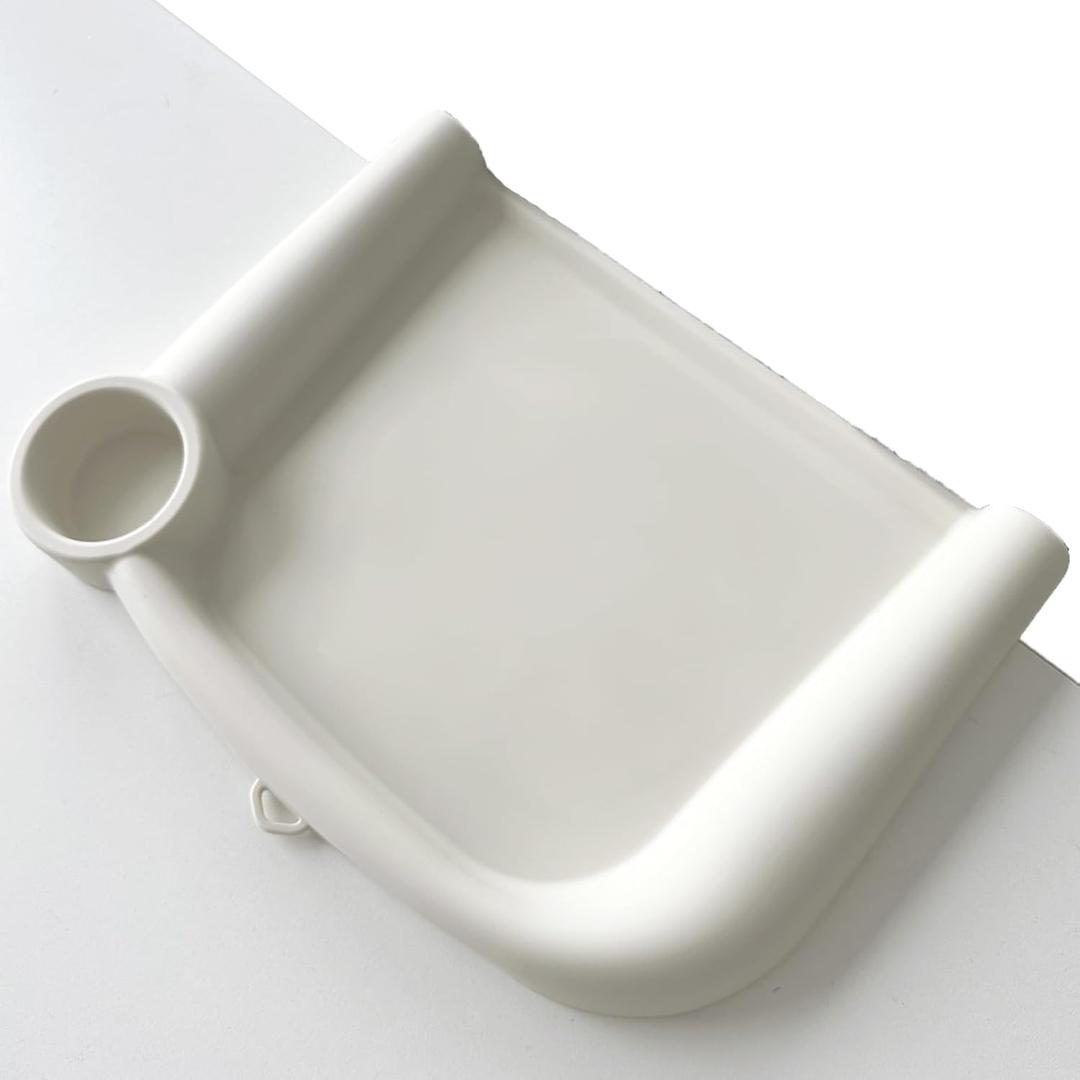 Baby Dining Tray Compatible with Inglesina Fast Table Chair Silicone Baby Feeding Tray for Clip-On Fast Table Chair Dishwasher Safe BPA Free Silicone Removable Dining Tray Accessory -White