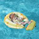 Mambobaby Float Deluxe Baby Pool Float: Safe & Comfortable Swim Trainer for Infants & Toddlers, Non-Inflatable Design, UV Protection Canopy, Fun Water Experience for Ages 3-24 Months (Green Balloon)