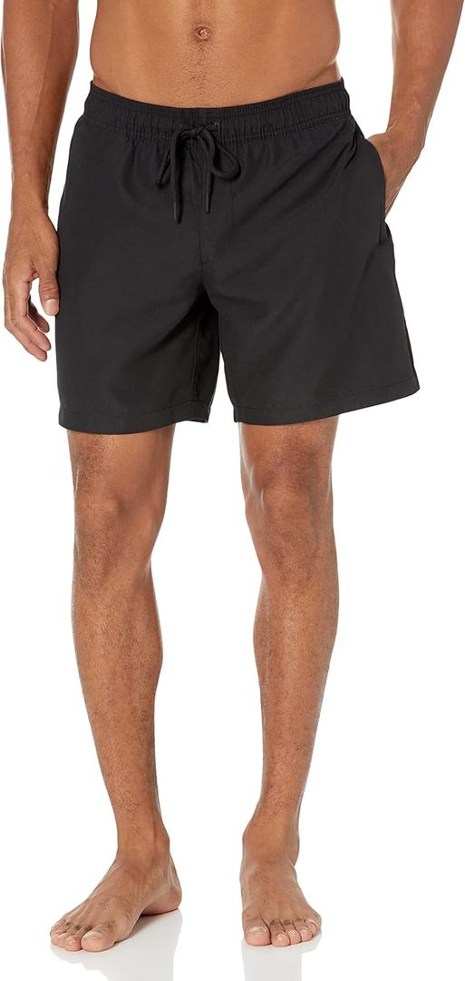 Amazon Essentials Men's 7" Swim Trunk (Large, Black)