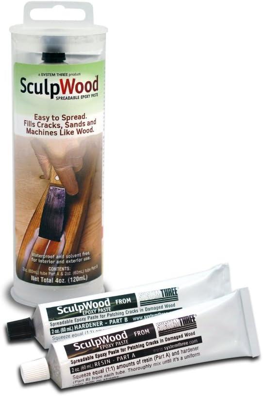 System Three SculpWood Paste Wood Epoxy Filler, 4 oz, Brown