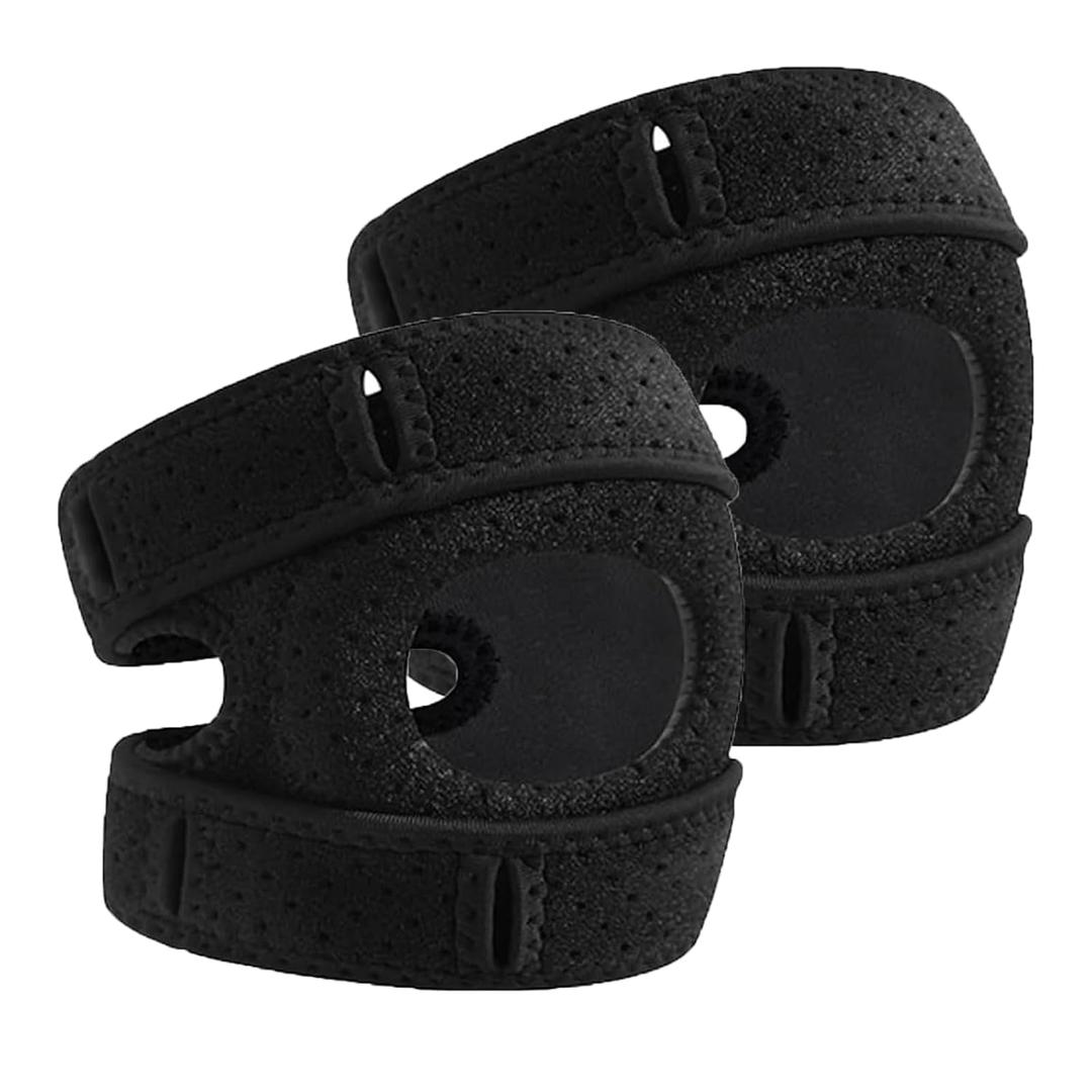 Knee Brace for Women & Men, Adjustable Knee Support with Side Stabilizers and Patella Gel Pad Upgraded Silicone Anti Slip Strip for Running Workout (Black)