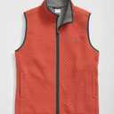 Diamond-quilted Zip Vest In Cotton Blend In Orange/Grey, Large