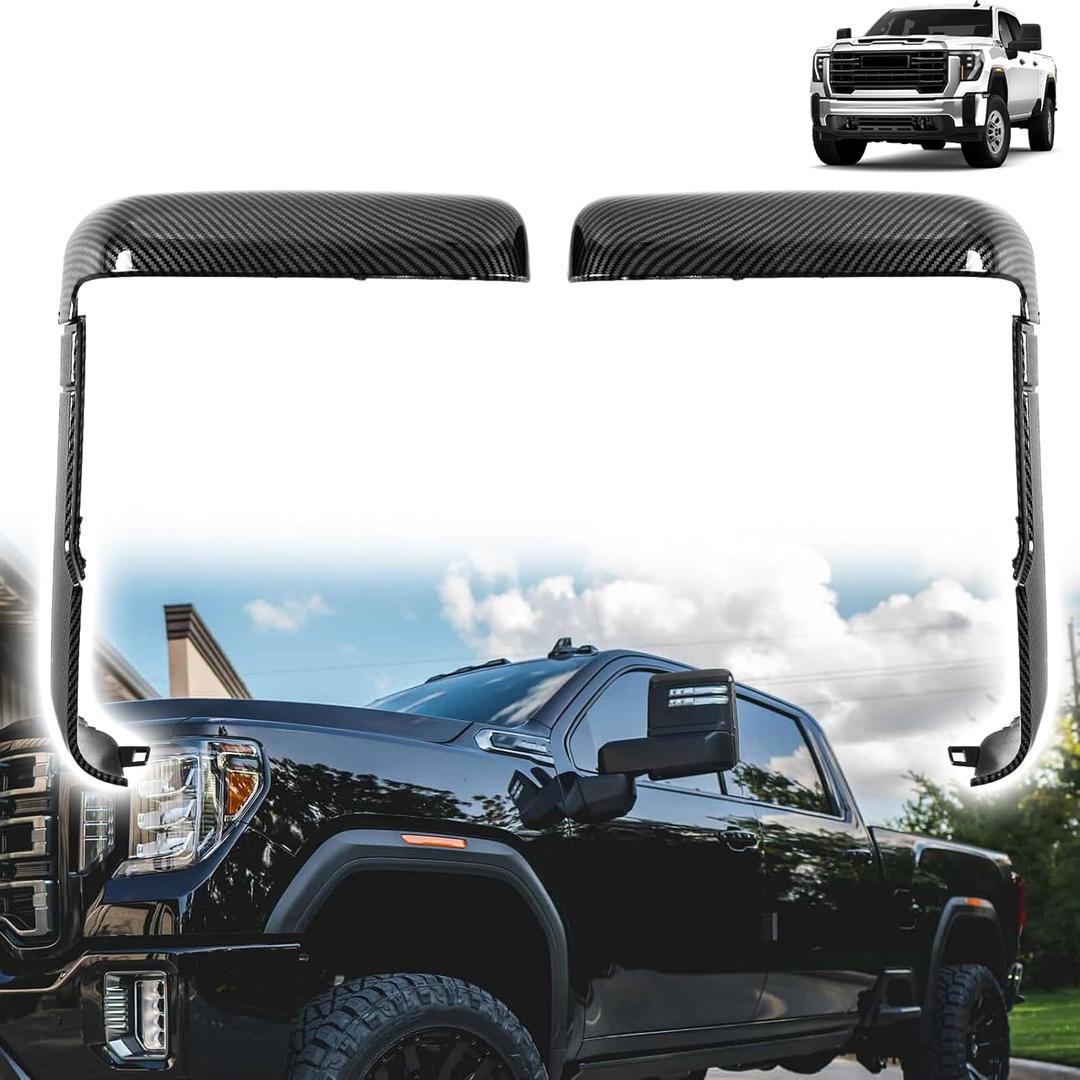 Upgraded Tow Mirror Caps fit for Chevy Chevrolet Silverado GMC Sierra 2500HD 3500HD 2020 2021 2022 2023,84468904 84468910,Front Door Exterior Rearview Mirror Edge Covers,Top&Side Edge Parts