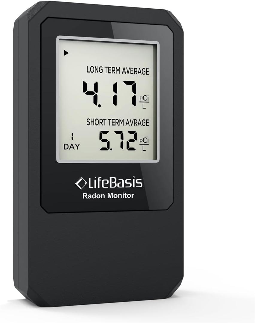 Life Basis Home Radon Detector, Portable Radon Tester for Home with Long and Short Term Radon Monitoring 0-500 pCi/L Range Battery Operated (Including Battery)