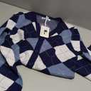 GRACE KARIN Womens Cardigan Sweater Spring Fashion Long Sleeve Argyle Sweater V Neck Button Up Cardigan Preppy Clothes (Large, Plaid Light Blue)