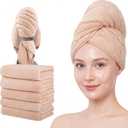 Microfiber Hair Towels, Waffle Hair Towel Set, Super Soft Highly Absorbent, Sturdy Quick Drying Turbans for Long, Thick, Curly Hair (5 Pack, 40" x 20")
