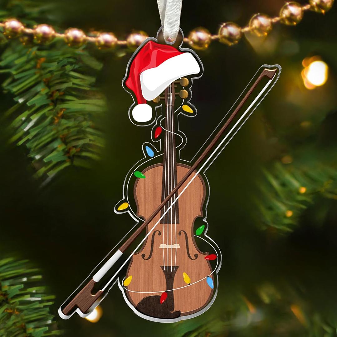 3 x Violin Ornaments - Violin Christmas Ornament - Music Ornaments for Christmas Tree - Music Gifts for Lovers, Players, Teachers, Girls, Women - Acrylic Ornament 2025