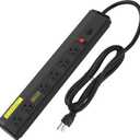 CCCEI Heavy Duty Power Strip Surge Protector 20 Amp, High Amp Industrial Shop Garage Metal Multiple Outlets, 6 FT 12 Gauge 5-15P Extension Cord 6 Outlet 6-20R T-Slot 20a for Appliance. Black.