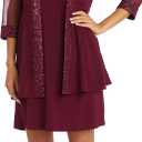 R&M Richards Women's Radiant Sheer Ensemble 22 Plus  Merlot