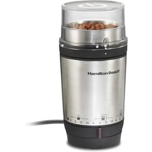 Hamilton Beach Custom Grind Electric Coffee Grinder for 4-14 Cups, One-Press Hand-Free Operation with Auto Shutoff, Removable Grinding Bowl For Easy Pour and Clean, Stainless Steel (80406)