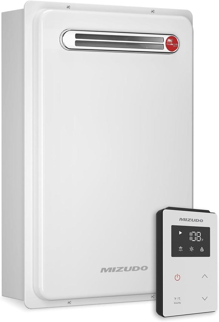 Natural Gas Tankless Water Heater MIZUDO Max 5.1 GPM, 120,000 BTU, Outdoor Installation Only, CSA Certified On-Demand Instant Hot Water Heater, GEN2