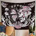 THSALIE Butterfly Tapestry - 53.18''X 59'' Tapestry Wall Hanging Plants Floral Flowers Tapestries Boho Retro Aesthetic Whimsical for Living Room Bedroom Dorm