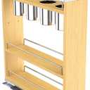Pull Out Cabinet Organizer 8" Soft-Close Wood Pullout Shelf Organizer for Utilities Kitchen and Bathroom Base Cabinets, Slide Out Spice Rack