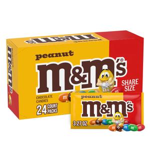 M&M'S Peanut Milk Chocolate Individually Wrapped Trick or Treat Candy Gift Halloween Candy, Share Size, 78.48, 24 Ct Bulk Box, Best By: 09/2025