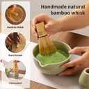 Matcha Whisk Set,10pcs Green Matcha Set for Ceremony,Matcha Whiskey and Rack,Ceramic Bowl,Spoon,Rack,Tea Sieve,Measuring Cup,Tea Scoop,Tea Towels and Mat,Tea Making Tools Gift for Matcha Lovers