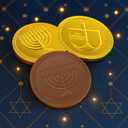 The Dreidel Company Hanukkah Chocolate Gelt, 48-Pack Mesh Bags of Milk Chocolate Coins, Kosher Certified Dairy, Dreidel and Menorah Design Chanukah Coins