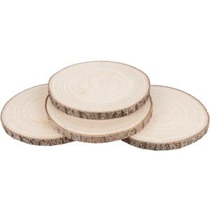 Maputune 4 Pcs 10-11 inches Large Unfinished Wood Slices for Centerpieces, Natural Rustic Wooden Plate for DIY Craft, Round Wood Chips for Table Signage Painting Wedding Party Christmas Decor