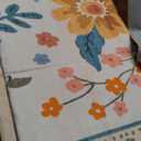 Floral Nursery 5x7 Area Rugs Machine Washable Soft Print Boho Carpet Non Slip Flower Doormat Low Pile for Living Room Kids Girls Room Bedroom Kitchen Dining Room Indoor-Beige/White/Orange