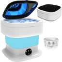 Portable Washing Machine, 15L Foldable Mini Washer & Spin Dryer, Collapsible Compact Washer, Small Folding Laundry Washing Machine, Socks, Baby Clothes, Underwear, Dorm, Camping, Apartment, RV, Blue