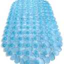 Pebbles Non-Slip Bathtub & Shower Mat 27x14 Oval - Non-Toxic - Safe, Clean, Machine-Washable, Superior Grip & Drainage, Vinyl, for Smooth Floors ONLY, Transparent Aqua