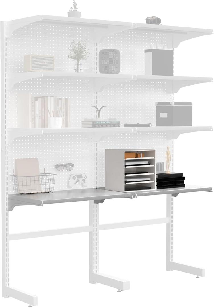 JWX Shelf Set *2 White, Suitable Pegboard Standing Shelf Unit White