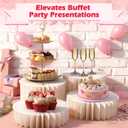 6Pcs Buffet Risers, Foldable Food Risers for Buffet Table, 12" Reusable Cardboard Display Risers Cylinder Stands with Acrylic Plates for Party, Wedding, Catering & Birthday Decor