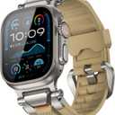 ULTIMAL Rugged Band for Apple Watch Ultra 3/2/1 49mm, Series 11/10/9/8/7/6/5/4 SE 46mm/45mm/44mm, Waterproof, Soft TPU Strap with Stainless Steel Buckle & Connectors, Sweat-Resistant, Easy to Clean, Fits 155-225mm Wrist (Beige)